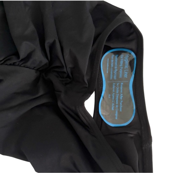 NEW DKNY One Piece Swimsuit Ruffle Straps Tummy Control Low Back Black Size S - Picture 11 of 16